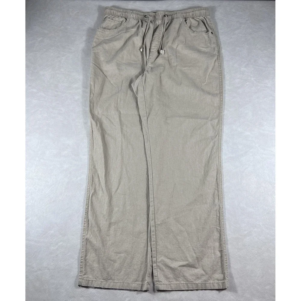 Daniel Cremieux Linen Pants Mens 38x32 Beige Flat Front Beach Trousers